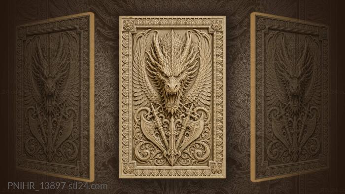 Fierce dragon with lotus frame 3d STL model