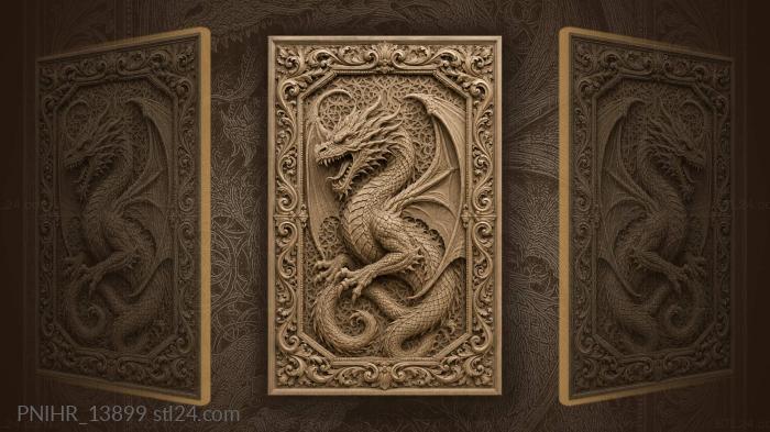 Beast spreading wings over linked circles 3d STL model