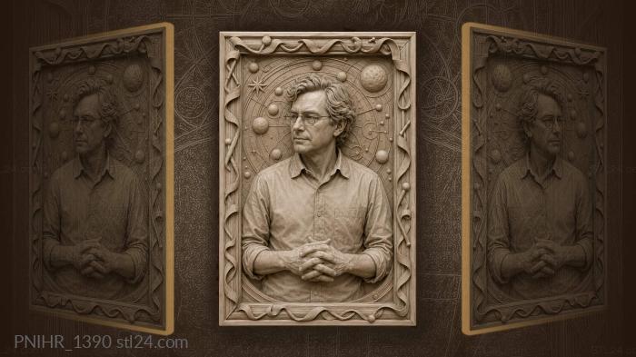 Scholar with stars and equations · Richard Feynman 3d STL model