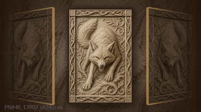 Fierce fox among twisted branches 3d STL model