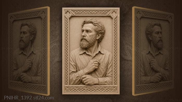 Bearded man with knotwork border 3d STL model