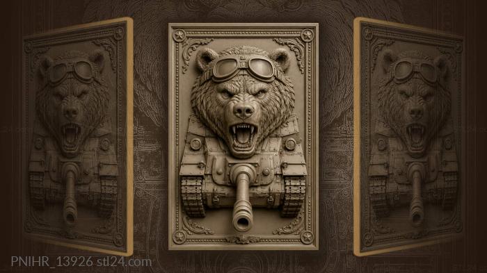 Bear pilot tank military head 3d STL model