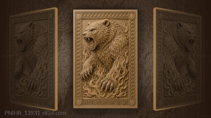 Fire licking the paws of a raging beast 3d STL model