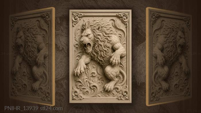 Lion with a flowing mane 3d STL model