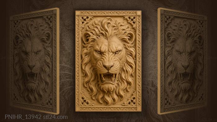 Fierce lion head majestic mane 3d STL model