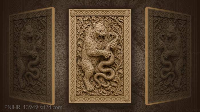 Lynx and serpent fierce struggle 3d STL model