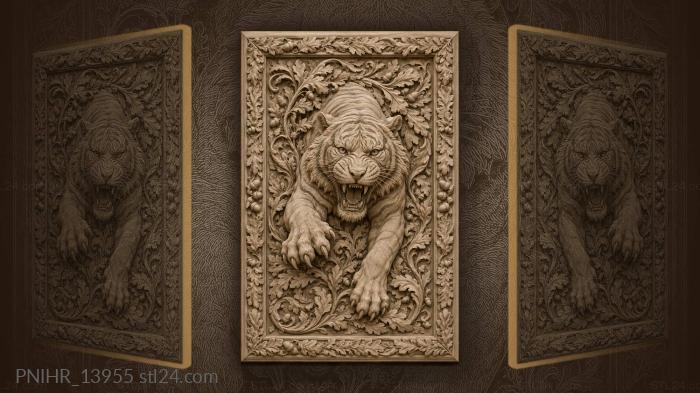 Beast bursting from thick foliage 3d STL model