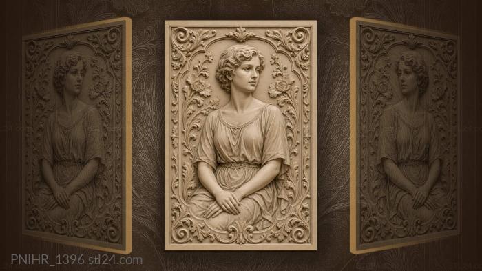 Woman with short waves resting her hands 3d STL model