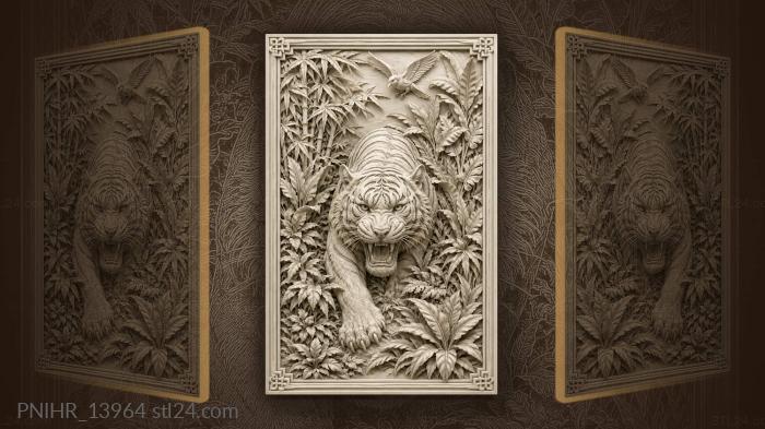Bird flying above the roaring tiger 3d STL model