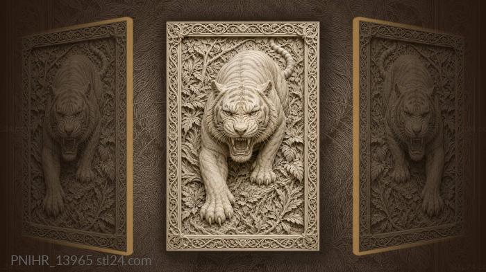 Tiger breaks through jungle growth 3d STL model