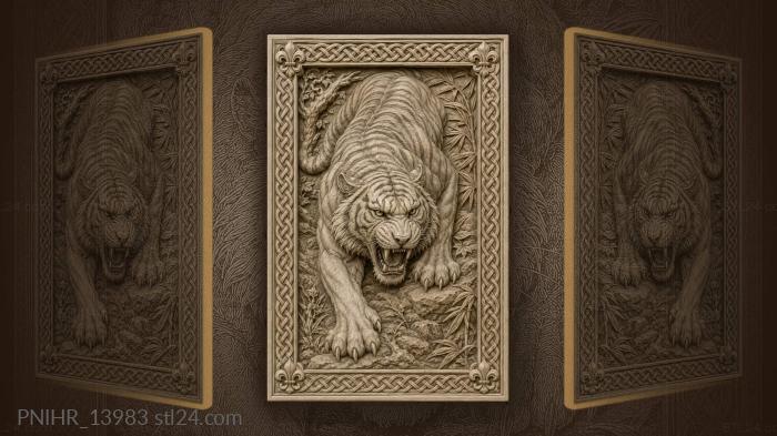 Crouching cat within celtic ribbons 3d STL model