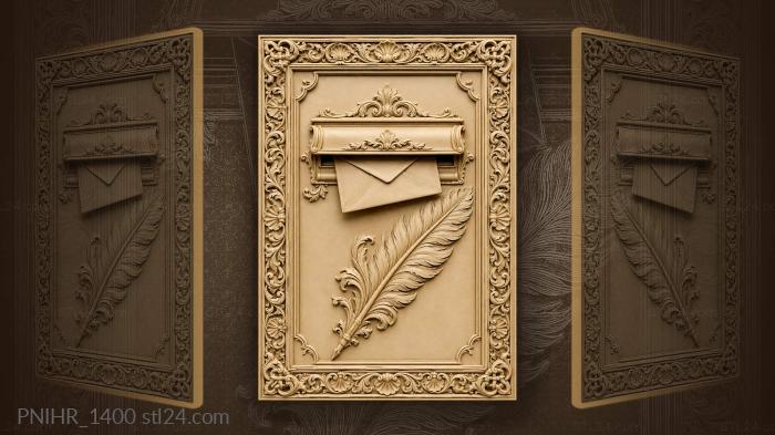 Letter slot with feather flourish 3d STL model