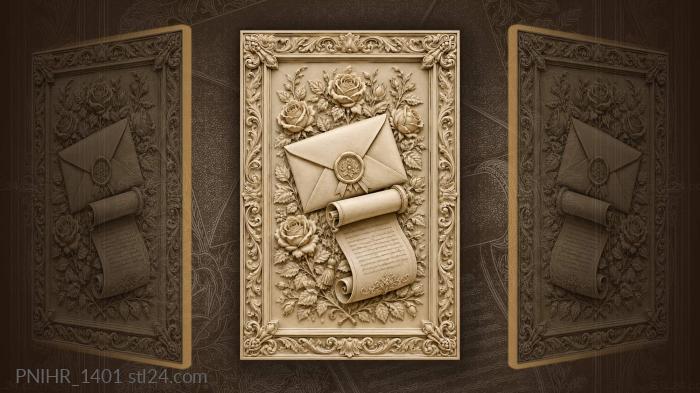 Letter and scroll with roses 3d STL model