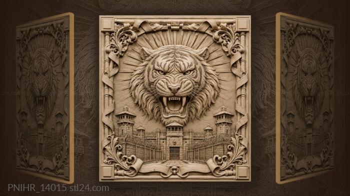 Fierce tiger above prison walls 3d STL model