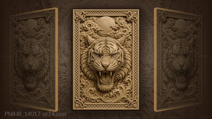 Tiger head and full moon 3d STL model