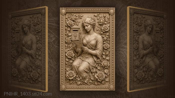 Letter among fragrant garden roses 3d STL model