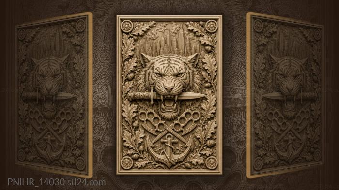 Tiger head with dagger cityscape 3d STL model