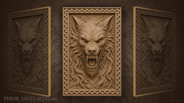 Fierce werewolf head detailed fur 3d STL model