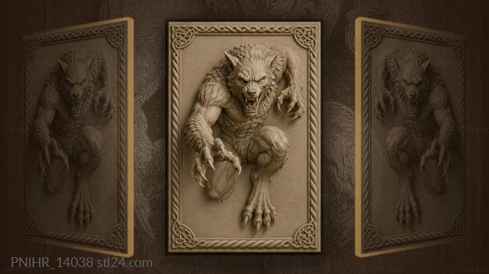 Fierce werewolf leaping into action 3d STL model