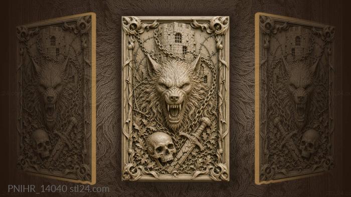 Werewolf before prison tower with chains 3d STL model