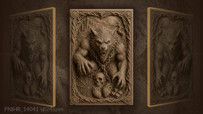 Werewolf head draped with heavy chain 3d STL model