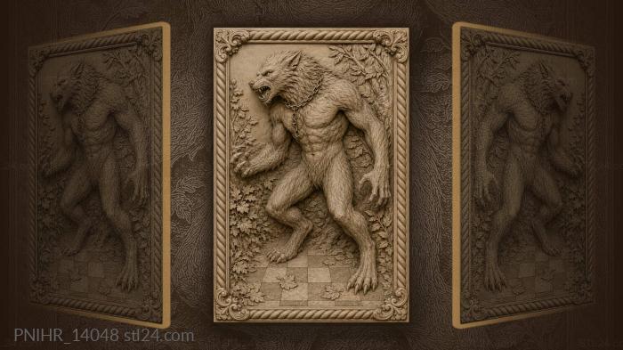 Chained wolf on a chequered floor 3d STL model