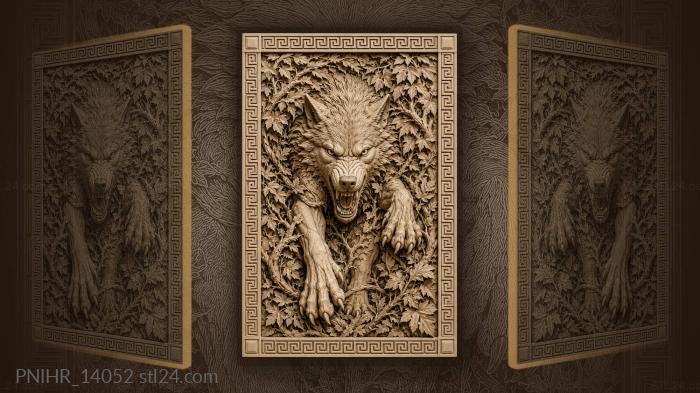 Wolf breaking out of a tangled thicket 3d STL model