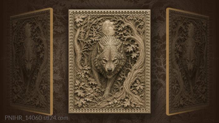 Snarling beneath a moon in the leaves 3d STL model