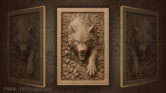 Predator lunging forward from the forest wall 3d STL model