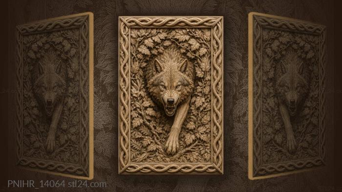 Grey beast stepping from woven branches 3d STL model