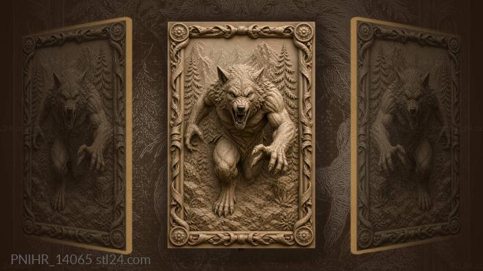 Wolf lunging down a mountain slope 3d STL model