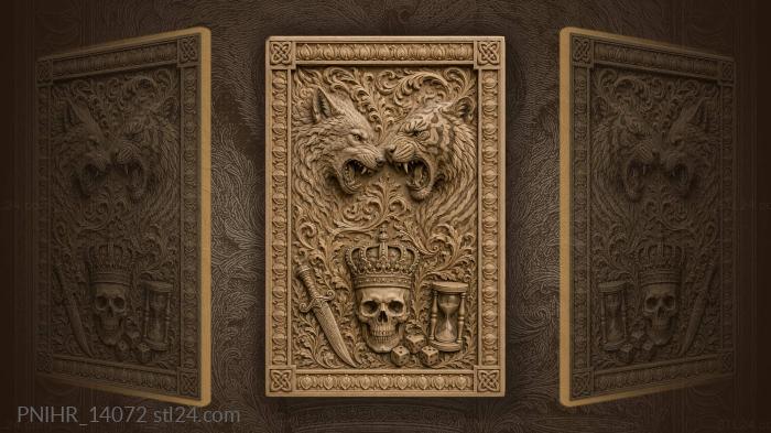 Crowned skull between wolf and tiger 3d STL model