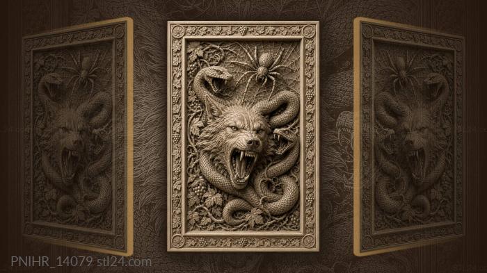 Wolf, snakes, spider fierce encounter 3d STL model