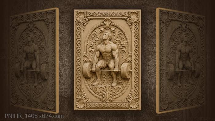 Strongman pulling a barbell upward 3d STL model