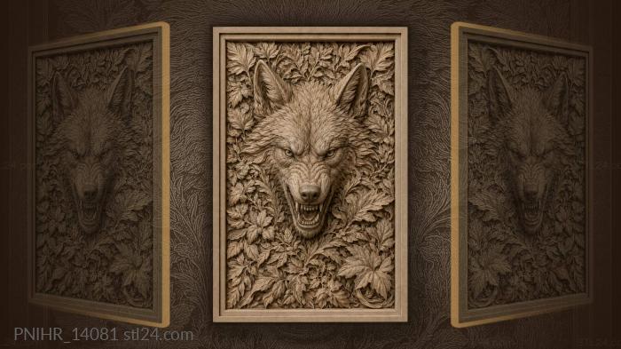 Wolf head deep in impenetrable thicket 3d STL model