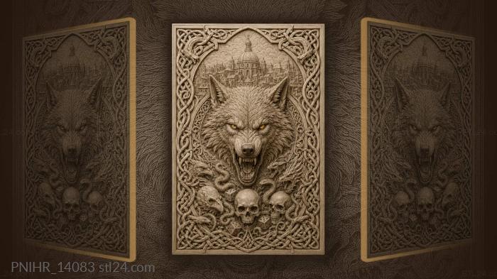 Yellow eyed wolf beneath church dome 3d STL model