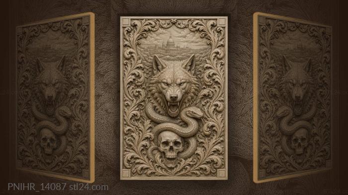 Wolf serpent skull gothic cityscape 3d STL model