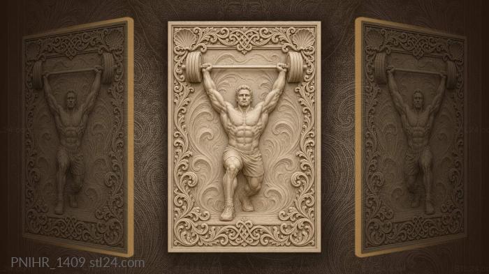 Strongman lifting heavy barbell power 3d STL model
