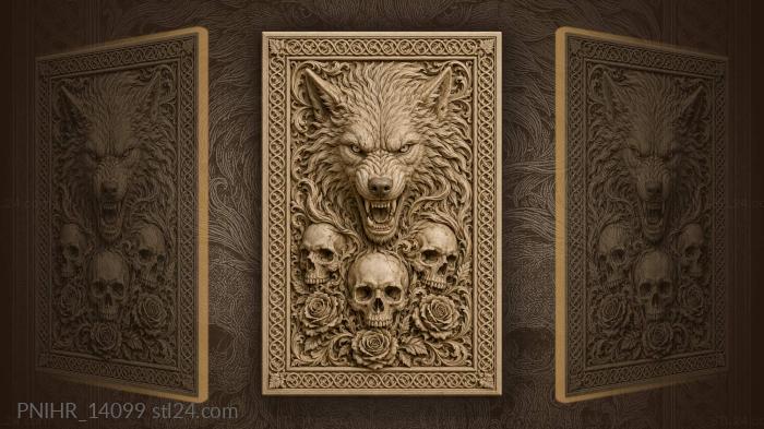 Three skulls and blossoms beneath the mane 3d STL model