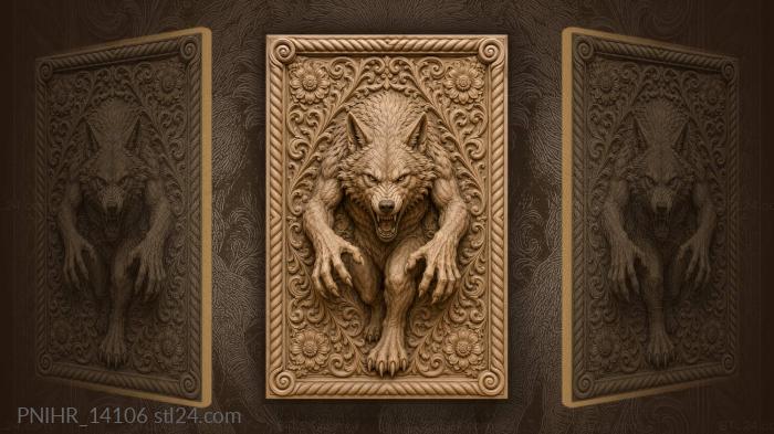 Leaping wolf among twisted cable strands 3d STL model