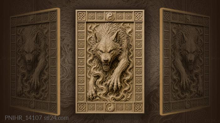 Wolf leaping through tongues of flame 3d STL model