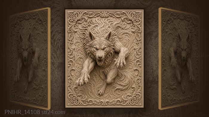 Beast flying through acanthus scrolls 3d STL model