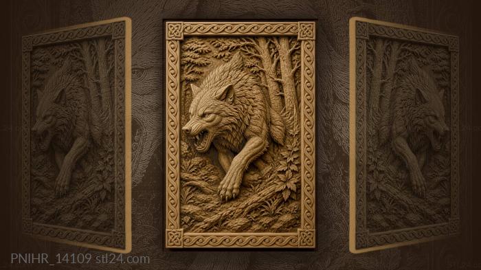 Wolf coming out of the deep forest 3d STL model