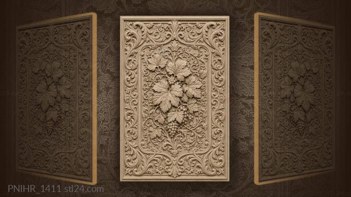 Swirl of grape leaves and berries 3d STL model
