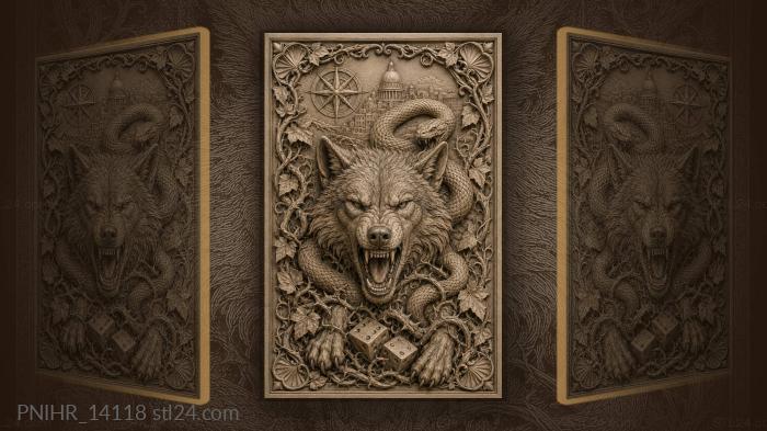 Wolf serpent compass city dice 3d STL model