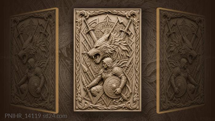 Wolf fang among crossed swords and shields 3d STL model