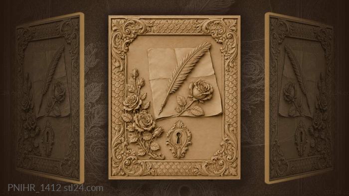 Letter rose quill antique keyhole 3d STL model