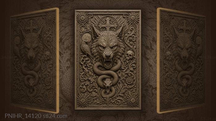 Wolf serpent sunbursts ancient symbol 3d STL model