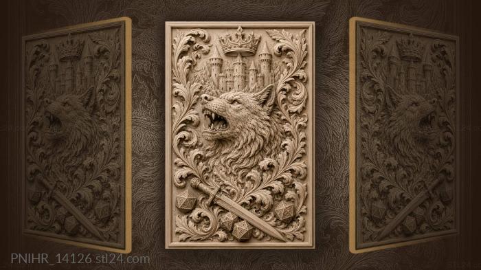 Crowned castle above sword and dice 3d STL model