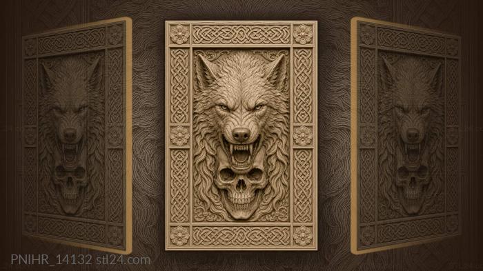 Beast looming behind a human skull 3d STL model